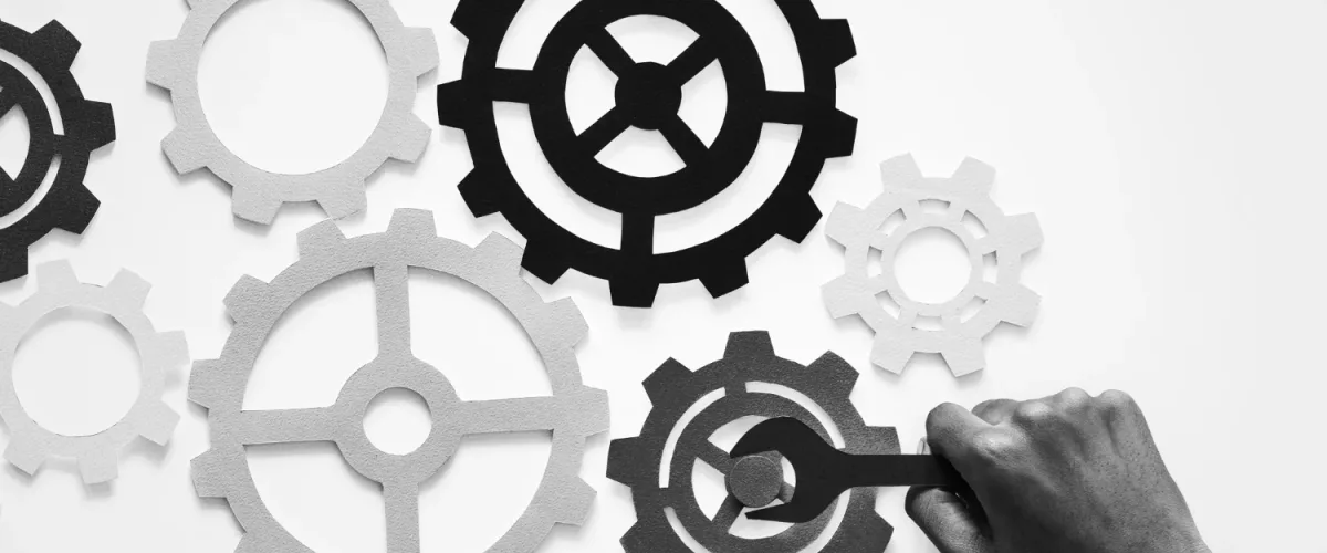 hand-with-support-gears-isolated-white-background